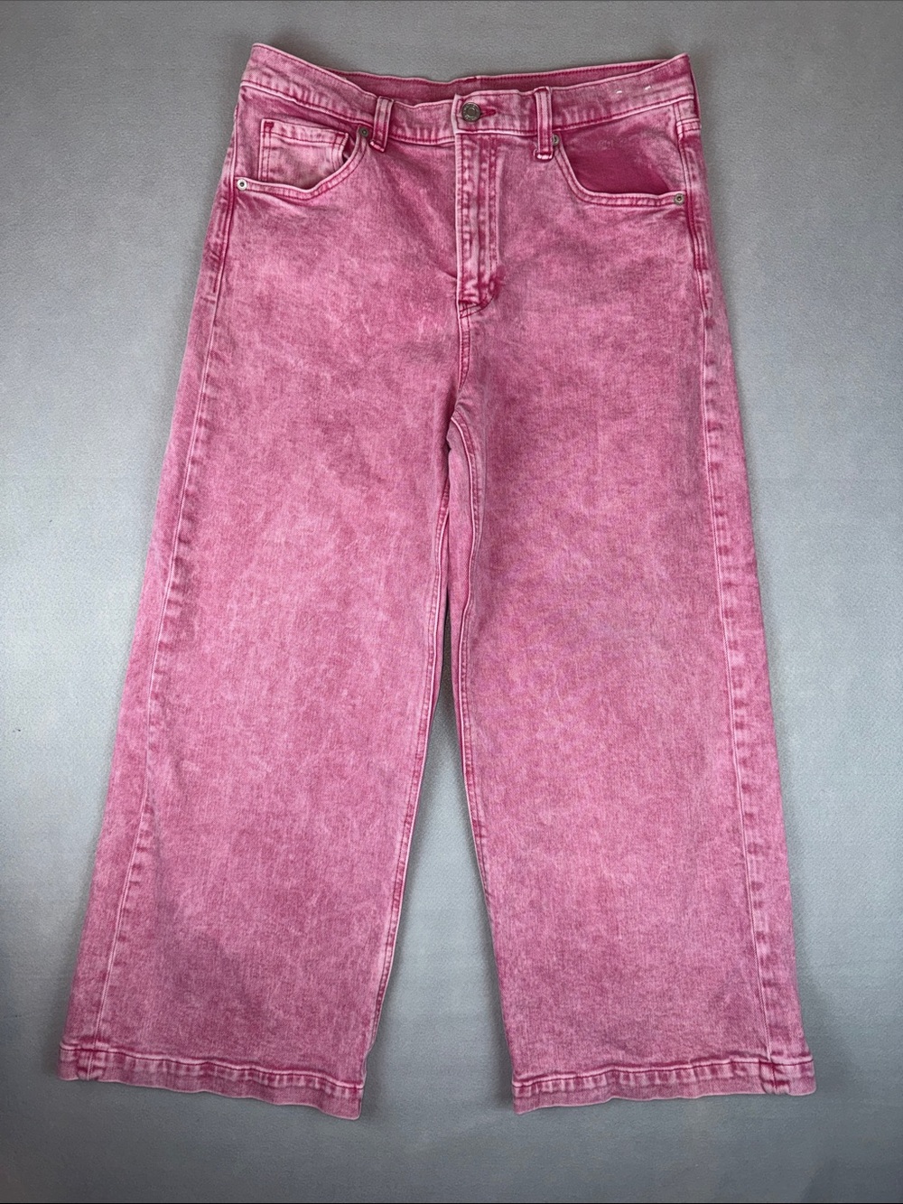 GAP Pink High Rise Stride Wide-leg Ankle Jeans Size 12 Like New